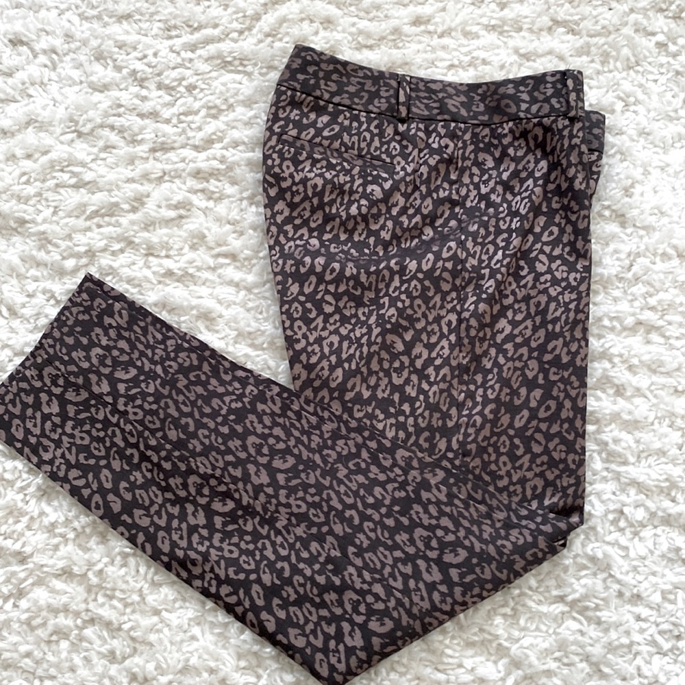Banana Republic Camden Ankle Pant Brown Metallic Leopard Print Size 4
